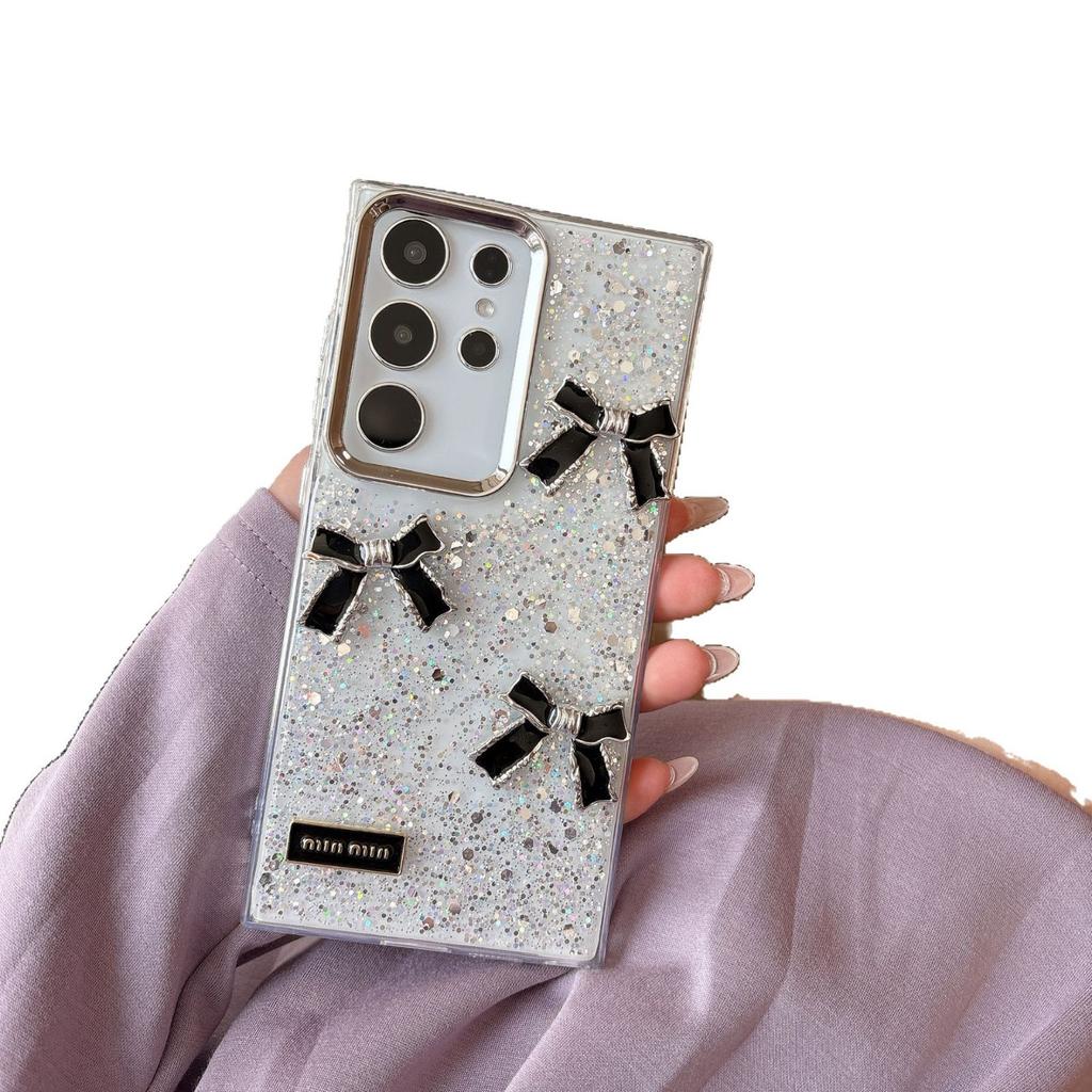 Samsung S25ultra Mobile Phone Case S24plus Full-star Glue A55 Three Dimensional Bow Soft Shell
