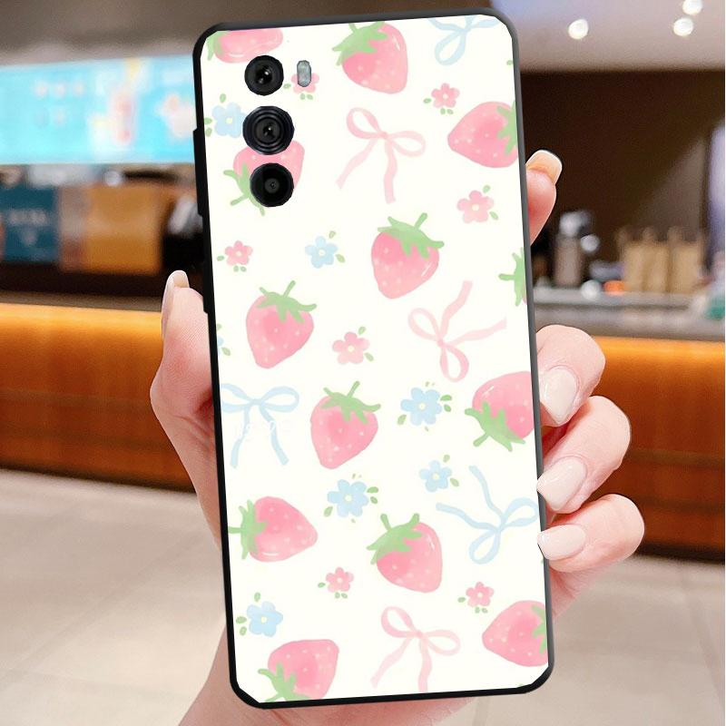 Phone Case For Motorola Edge 60 50 40 Pro 60 50 40 30 Ultra Neo Fusion Moto G Stylus G Pink Flower