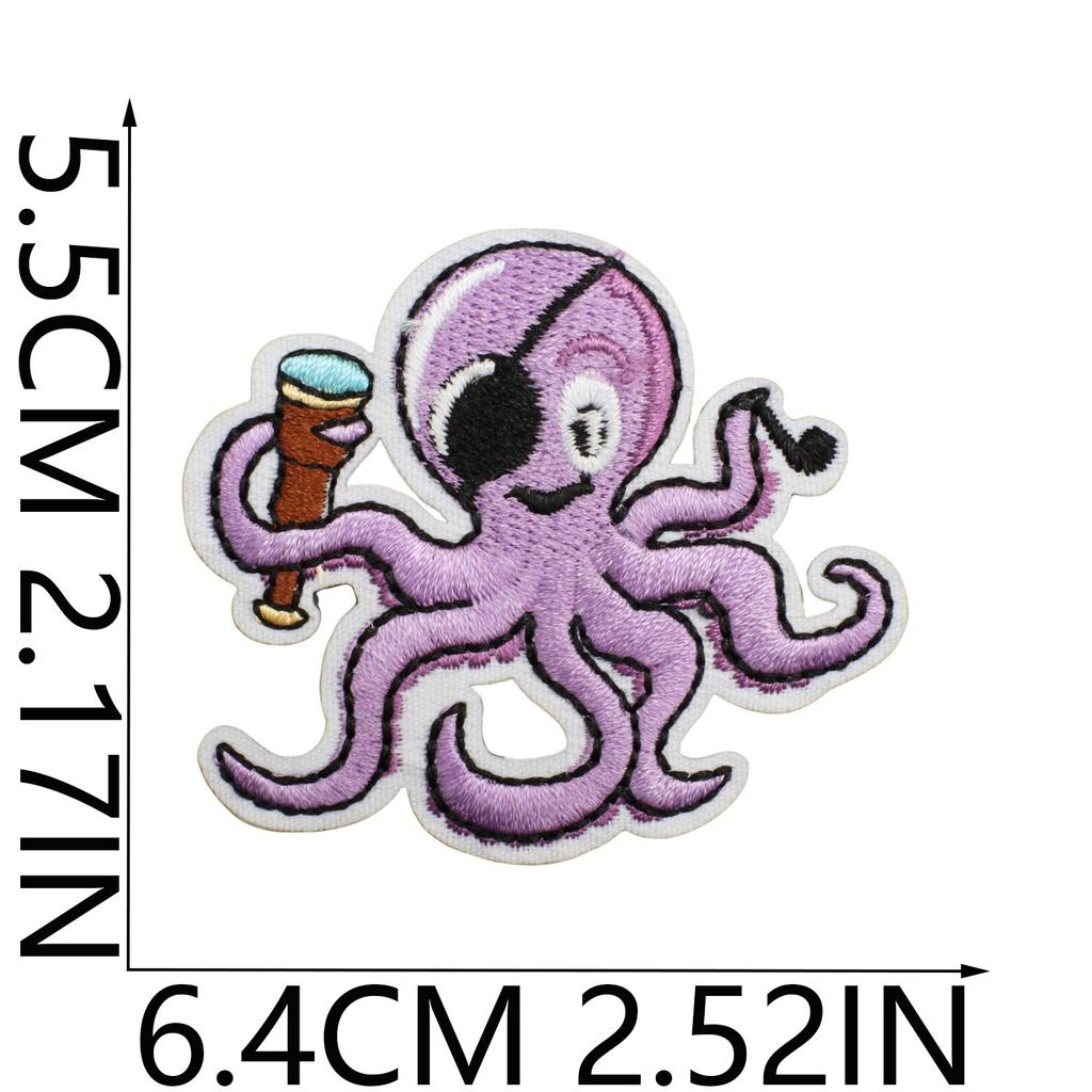 Pirate Embroidery Cloth Sticker Treasure Map Computer Embroidery Label Children'S Team Decoration Pirate Ship Octopus Patch Patch