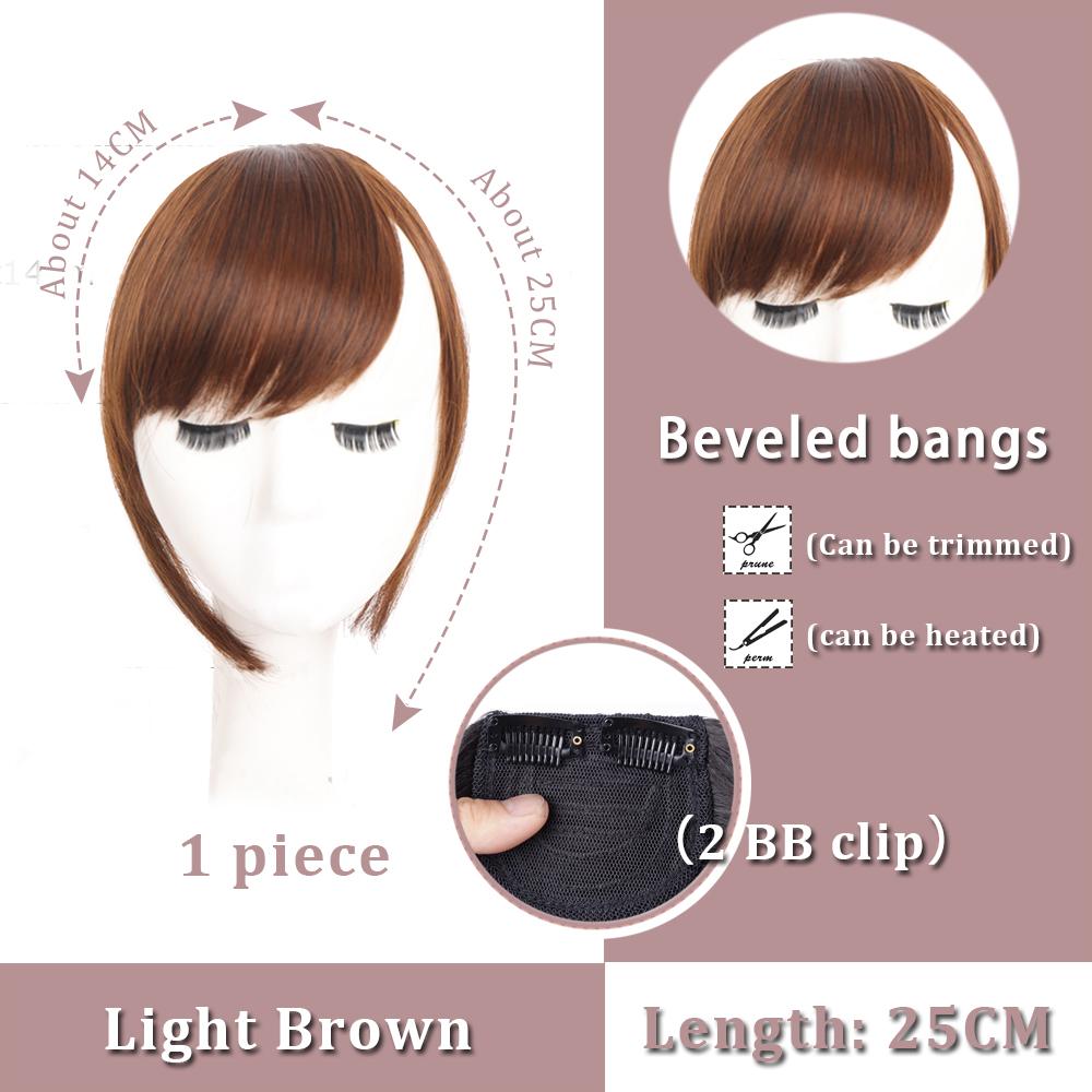 Black Brown Bangs Wig Hair Extension Synthetic Wig Women Clip Style Bangs
