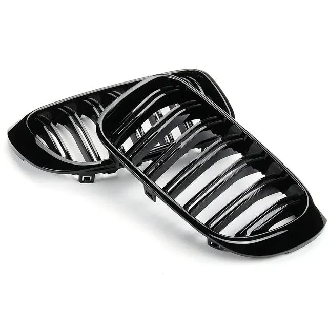 Glossy Black Front Bumper Kidney Grille Grill Hood Mesh Double Line For BMW X3 X4 F25 F26 2014-2017 Front Grille Racing Grills