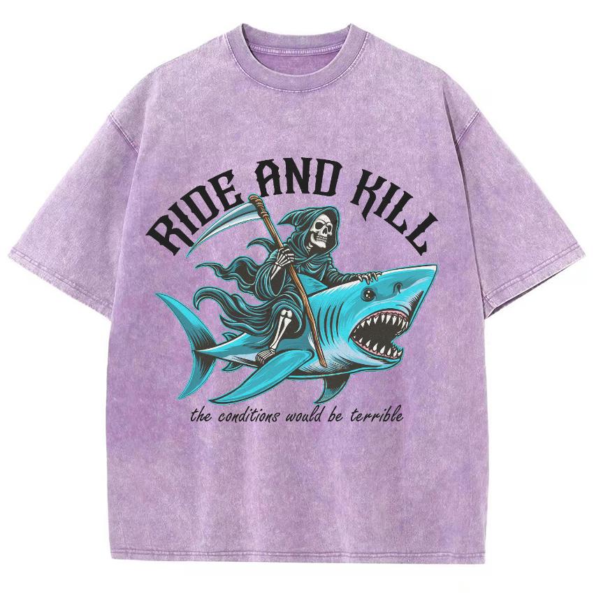 

Футболка женская с принтом черепа и синей акулы, хлопковая, свободного покроя, удобная, с коротким рукавом, для подростков, доступная, для улицы 3XL