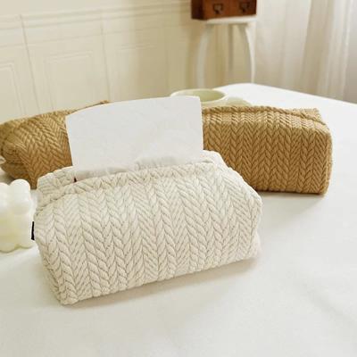 Nordic Wheat Ear Texture Tissue Box Paper Stoarge Bag Cloth Tissue Box Car Tissue Storage Box Living Room Home Decor
