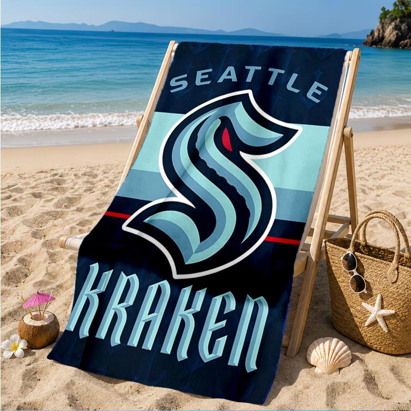 Seattle Kraken Logo Beach Towel, Super Soft Microfiber, Perfect Gift for Her/Him, Birthday, for Pool, Beach, Travel, Decor Beach Party