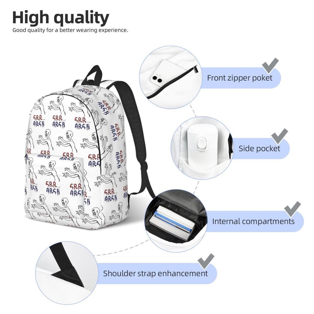 Grr...argh With Colour Backpack Daypack Large Capacity Boys Girls BookBag School Bag Shoulder Bags for Men Women