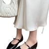 Silver single shoes women's 2025 new summer French stunning flat bottom gentle wind shallow mouth absolute son Mary Jane women's shoes