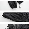 Chaqueta de Béisbol Negra Oversize para Mujer Ropa Exterior Casual de Otoño Corte Holgado Cuello Polo Manga Larga
