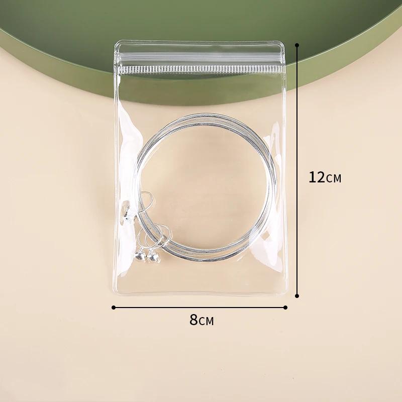 10-100 pièces 0,44 mm PVC Transparent Sac de Rangement pour Bijoux 5x7-10x26cm Boucles d'oreilles Colliers Montres Bagues Bracelets Sac d'Emballage Scellé