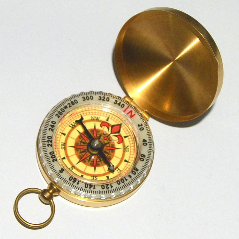 G50 Luminous Copper Flip-Top Multi-Functional Metal Compass in Pocket Watch Style Compass
