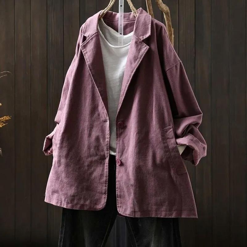 Coat for Women Cotton Autumn Winter Thickened Casual Oversize Outerwear Loose-Fit Jacket