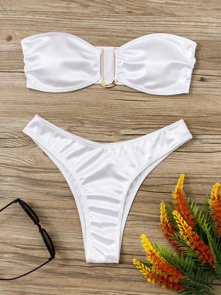 2024 Women's European & American Swimwear: New Sexy U-Shape & V-Shape Metal Bikinis in Stock
