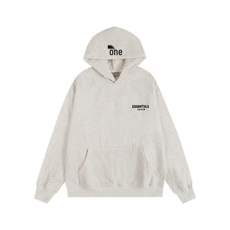 Fog Essentials Flocked Letter Hooded Sweatshirt - Unisex Loose Fit With Plus Velvet Lining