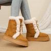Women's Winter Warm Fur Snow Boots Lace Up Fluffy Plush Platform Ankle Boots for Women Thick Bottom Non Slip Cotton Padded Shoes