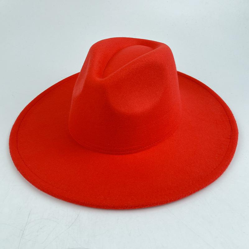 

Однотонная шляпа-цилиндр с широкими полями, европейская и американская, крупномасштабная, британская джазовая шляпа, мужская и женская, ретро, твидовая шерстяная шляпа M（56-58cm）