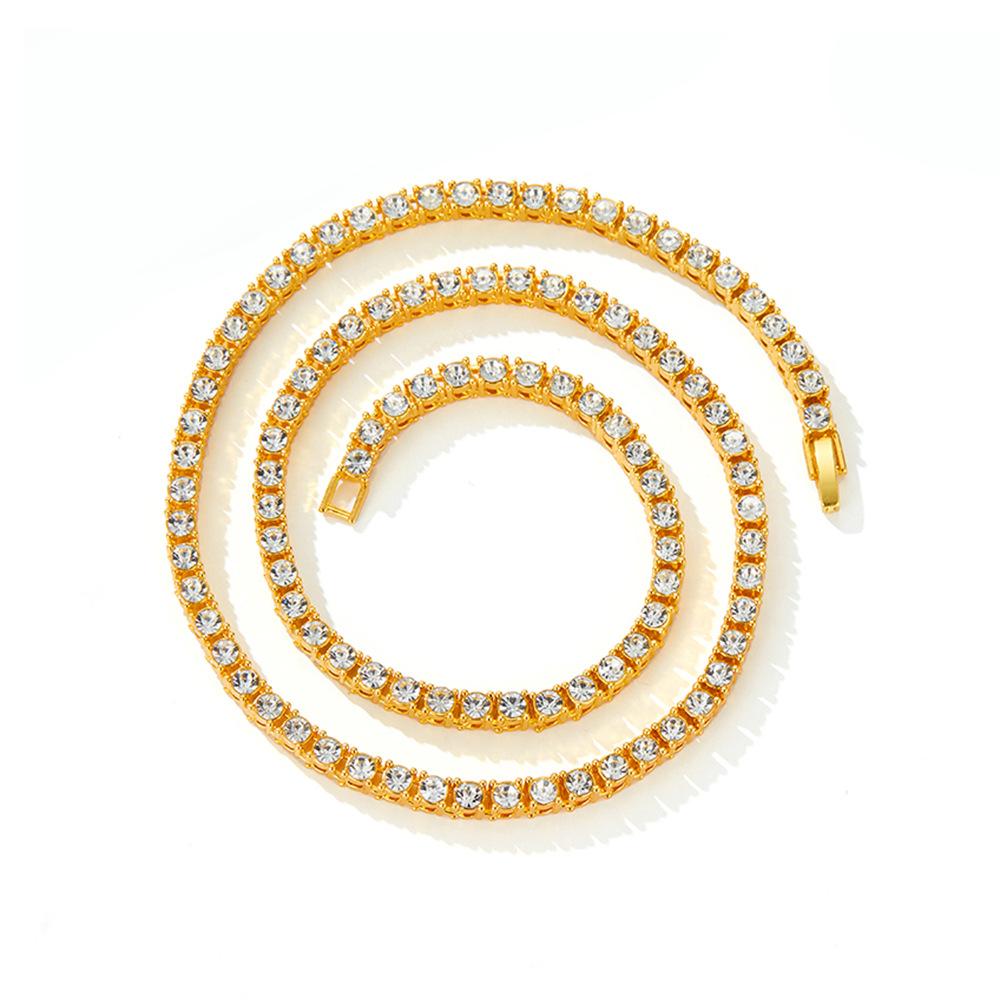5Mm Hip Hop Tennis Chain Simple Single Rhinestone Clavicle Chain Cuban Chain Necklace