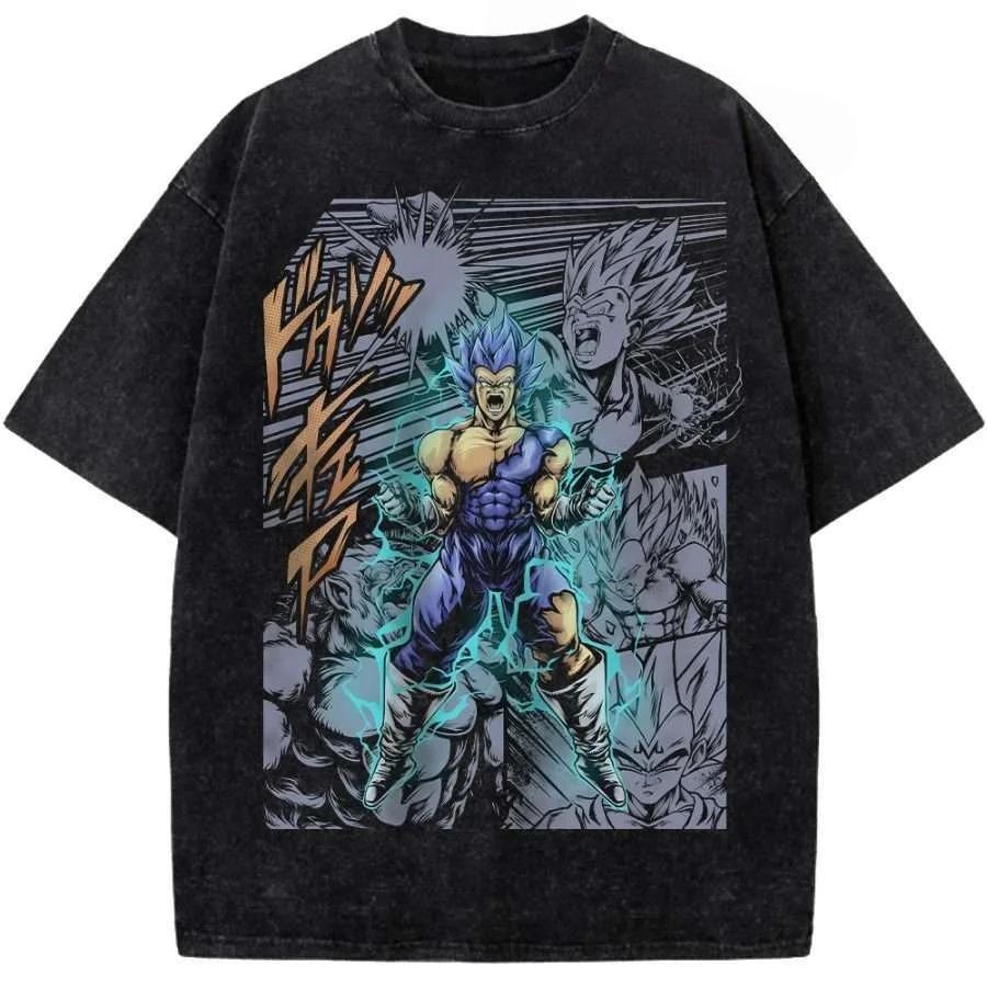 Hot Sale Dragon Ball Vegeta IV Graphic Print T-Shirt Men Women Streetwear Harajuku Fashion Vintage Washed Cotton Summer New Tee Casual Oversized Top
