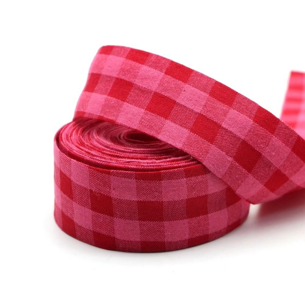 5 Yards 5 Yards Length Gingham Plaid Ribbon Pink Red Color DIY Hair Bow Ribbon Garment Decoration