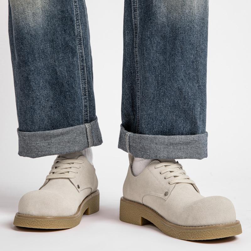 Tooling Derby Shoes Men's 2025 Original Design Big Head Shoes Men's Autumn Breathable British Style Thick-soled Heightening Casual Shoes
