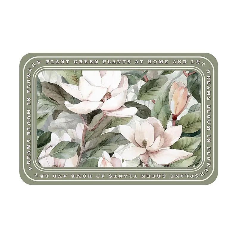 Elegant American Style Floral PU Leather Placemats Heat-Resistant Waterproof Durable Table Mats Dining Room Kitchen