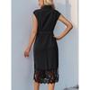 Summer Solid Color Elegant Lace Lapel Minimalist Style European American Dress Crossborder Hot Sale