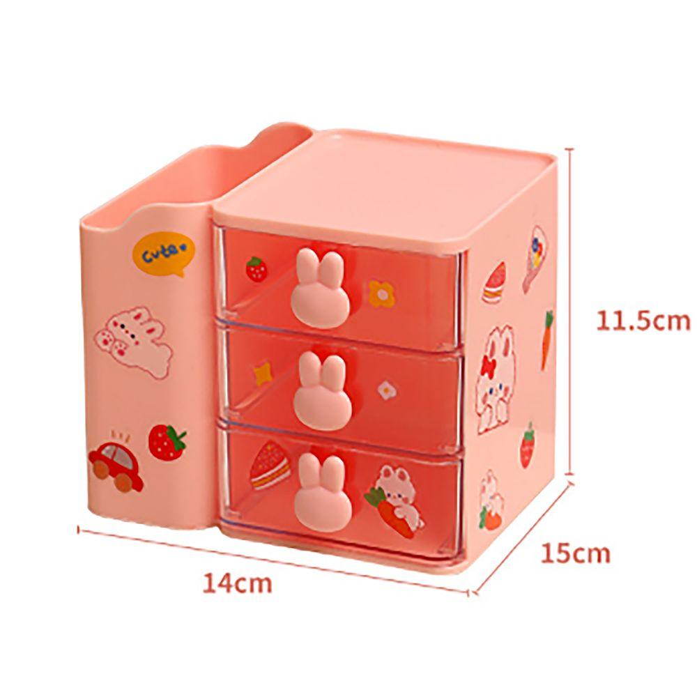 Multi-functional Rabbit Storage Box See Through Drawer Cartoon Stationary Storage Rack Spacious Pen Holder Student