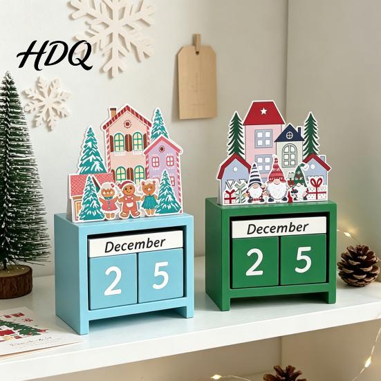 Christmas Countdown Calendar Blocks Desktop Advent with Movable Holiday Home Decor Ornaments Days Until Xmas Ornament for Office Wooden Holidays
