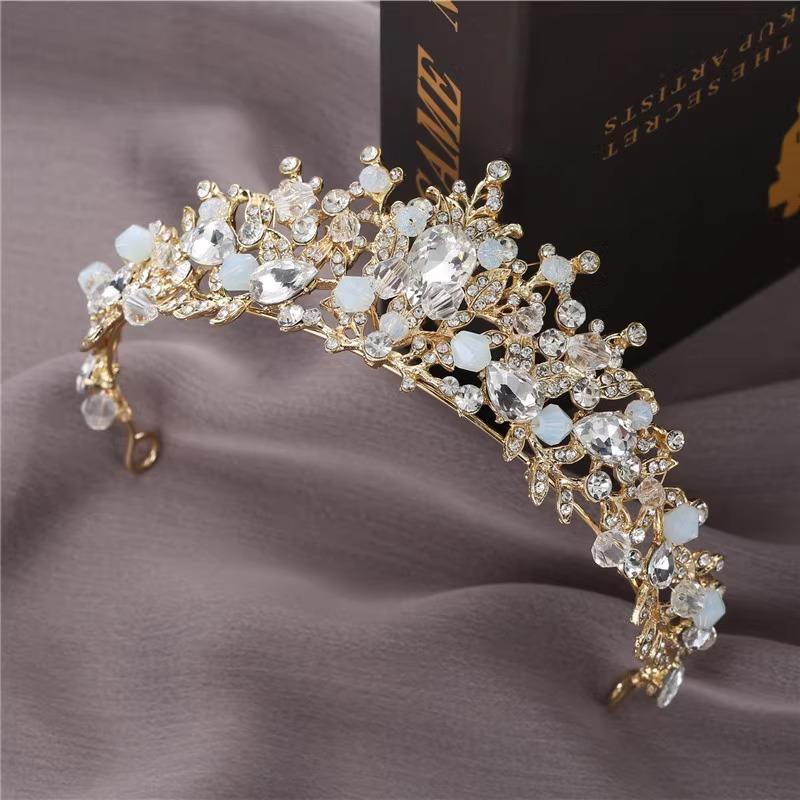 Dziecięca korona tiara ręcznie robione akcesoria do włosów dla dziewczynek różowa kryształowa korona księżniczki urodziny obręcz do włosów akcesoria do występów scenicznych