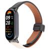 Für Xiaomi Smart Band 9/8 Faltbares Magnetisches Schwarzes Schnallen Mikrofaserleder Uhrenarmband