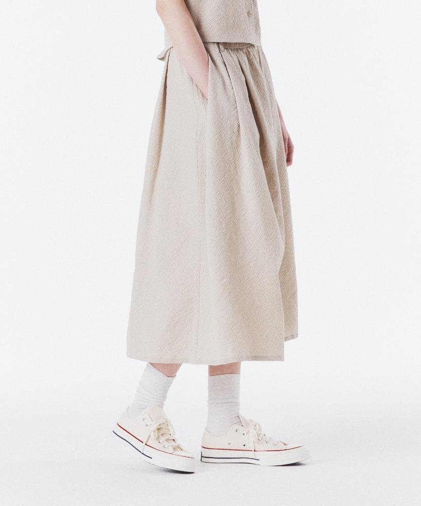 Brompton London W Seersucker Skirt - L/Beige (P262Wsk180)