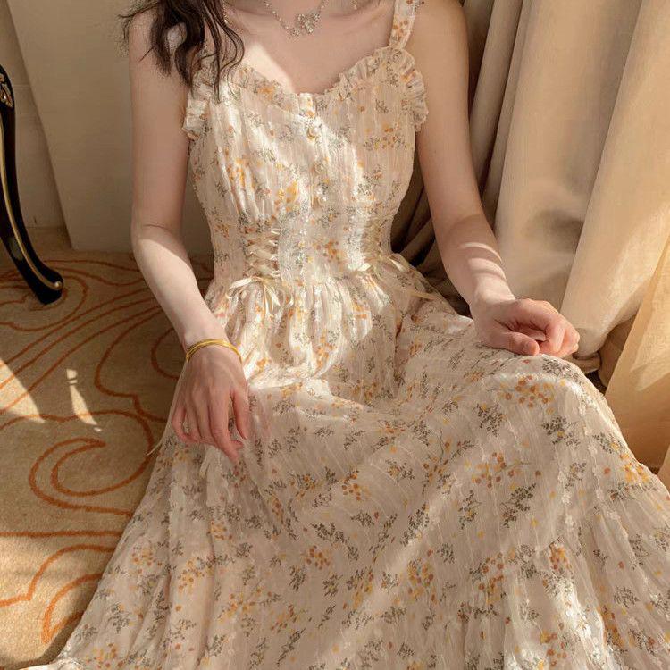 Sweet Floral French Summer Dress: Fairy-Style Camisole S