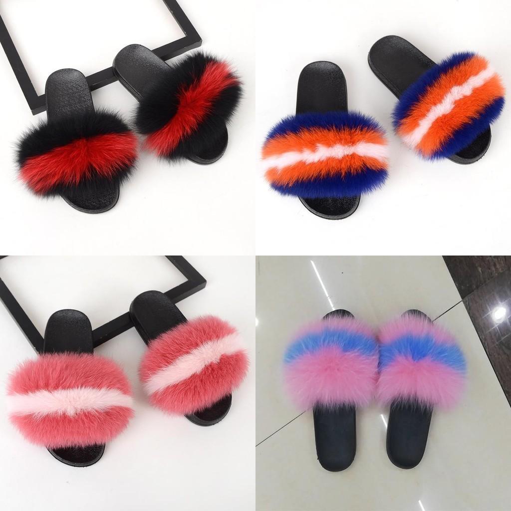 Interactive Women's Fluffy Fur Slippers Sandals Soft Lady Slides