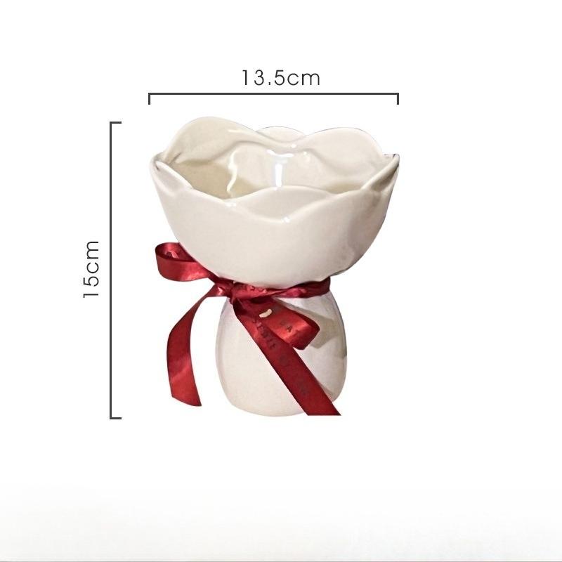 Ceramic Vase Rose Flower Shaped ,Desk Decorati Flowers Bouquet for Home Girding Decorative Floral Vases Room Aesthetic Decor