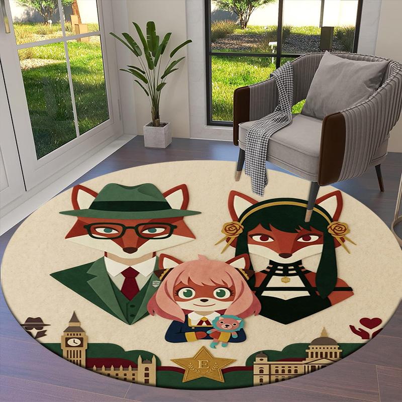 Spy Family Round Area Rug Carpet Rug For Living Room Bedroom Sofa Playroom Decor Nonslip Floor Mat