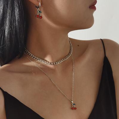 Accessories, Temperament Versatile Fringed Fruit Necklace Women, Simple and Fresh Small Cherry Pendant Necklace