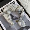 Silk scarf new pearl necklace spring and summer thin magnetic buckle lazy silk scarf women's pendant scarf collarbone chain