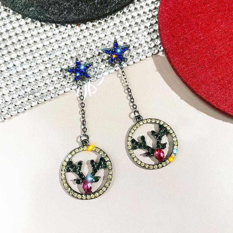 New S925 Silver Needle Christmas Collection Asymmetrical Earrings: Sweet & Cute Holiday Gifts for Women