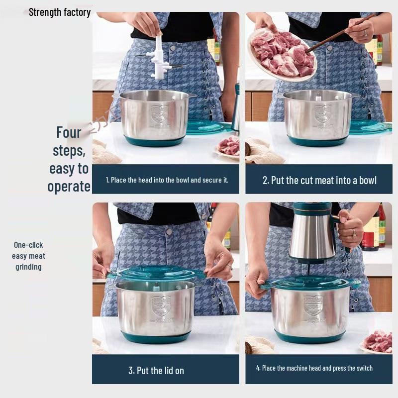 Multifunctional Stainless Steel Electric Meat Grinder, Mixer, Food Processor, and Juicer for Home Use