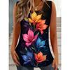 Gilet Estivo da Donna Taglia Larga Fiori Colorati Stampa 3D Largo alla Moda Comodo Morbido Traspirante Scollo a O Senza Maniche