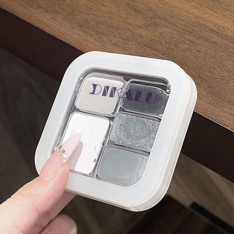 5 Color Punk Smokey Eye Makeup Eyeshadow Palette Silvery White Cement Gray Dark Black Matte & Shimmer Lasting Party Makeup