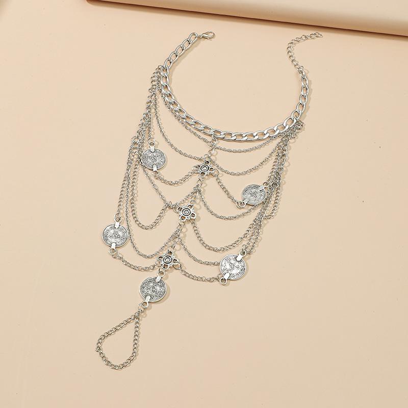 Retro European Multi-layer Flower Tassel Anklet for Women - Trendy & Creative Design