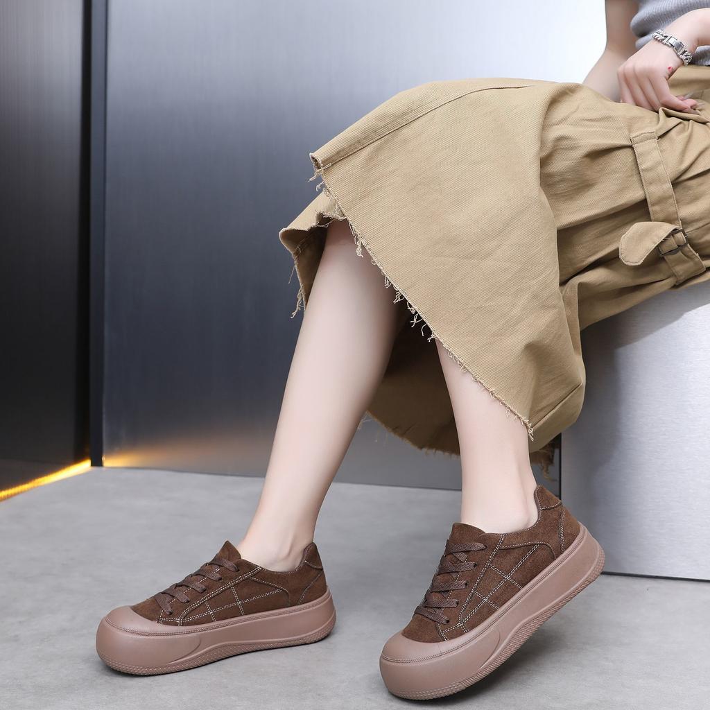 Women's Shoes High On Platform Retro Round Toe Ladies Footwear Spring Autumn Vulcanized Shoe Quality Offer New In 2025 Trends 39