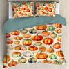 Thanksgiving Fall Pumpkin Maple Leaves Duvet Cover with 2 Pillow Shams 3pcs Comforter Cover Bedding Set All-Season Room Decor