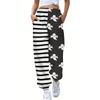Color Block Ghost & Stripe Print Joggers, Halloween Slant Pockets Byxor för vår och höst, damkläder