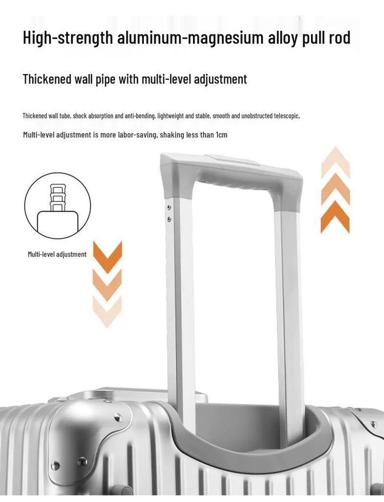 German Aluminum-Magnesium Alloy Suitcase: 20" Carry-On with Universal Wheels for Business Travelers.