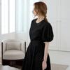 KELLY DONAHUE Wrinkle Volume Round Blouse Black