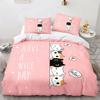 Cartoon Cat Duvet Cover Set Pet Cat Comforter Cover Cute Kitten Neon Light Bedding Set 3D Cat Lover's Bedspread Cover