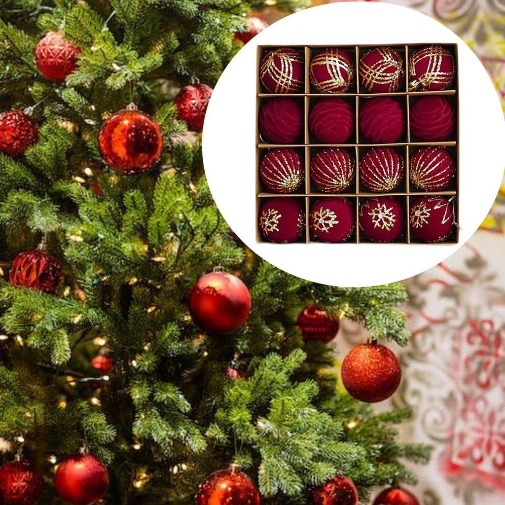 16x Christmas Balls Christmas Tree Baubles DIY Lightweight Shatterproof Party