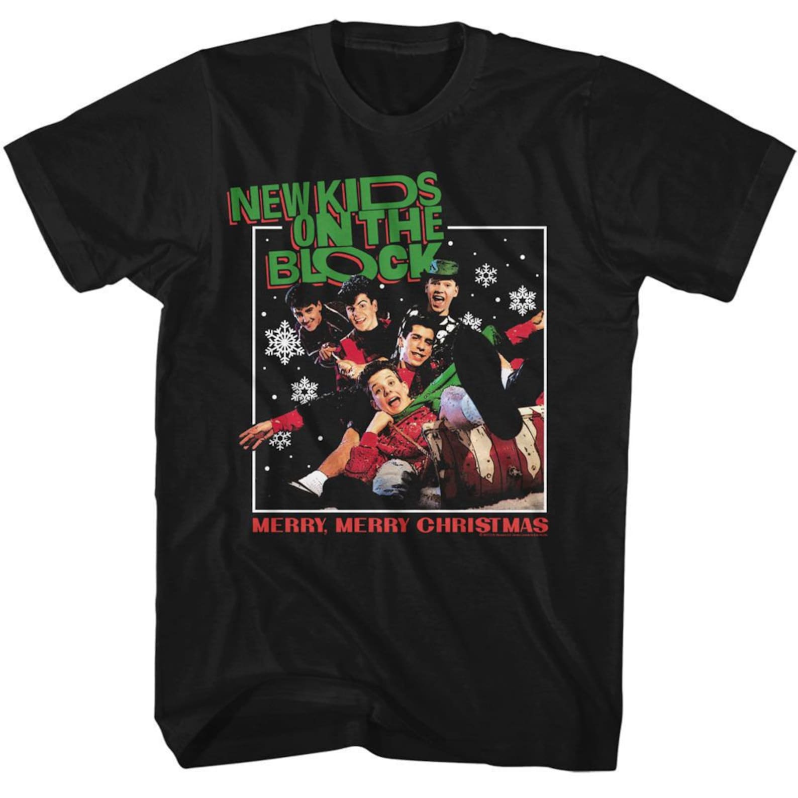 New Kids on the Block Merry Merry Christmas Black T-Shirt 100
