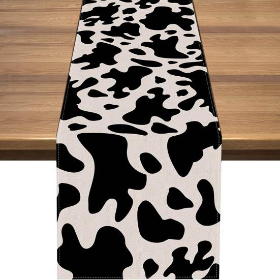 Decorative Table Cover for Home Modern Geometric Runner, Black And White Checkered Minimalist Decoration 72 Inch Striped Runner Dining Decor