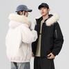 Unisex High-End Winter Trench Coat with Fur Collar, Casual Trendy Thickened Down Jacket
